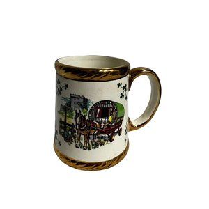 Carrigaline Pottery Ireland Coffee Mug Cup Carriage Horse Gilded